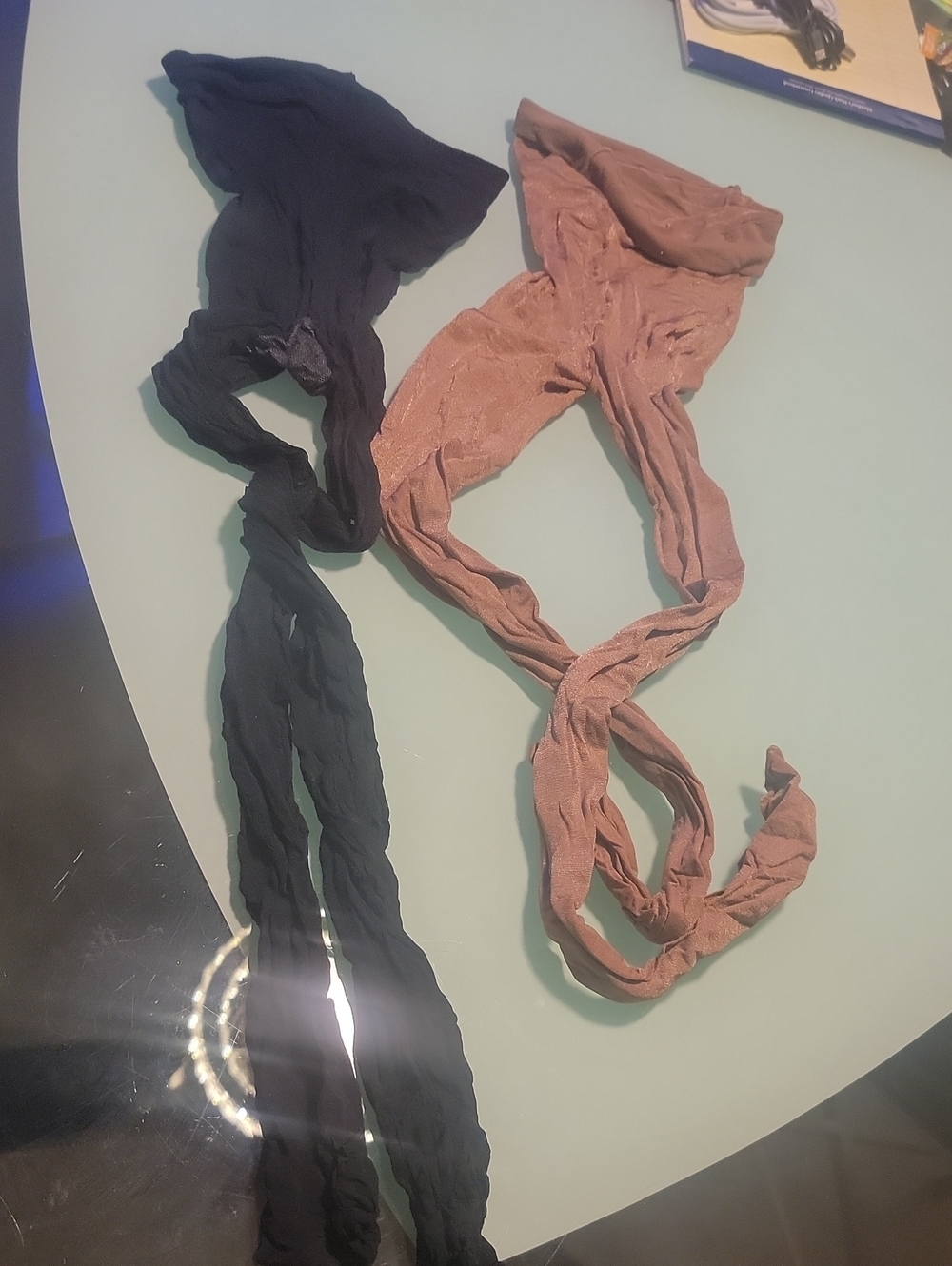 Pantyhose Two Pair Lot One Black One Copper